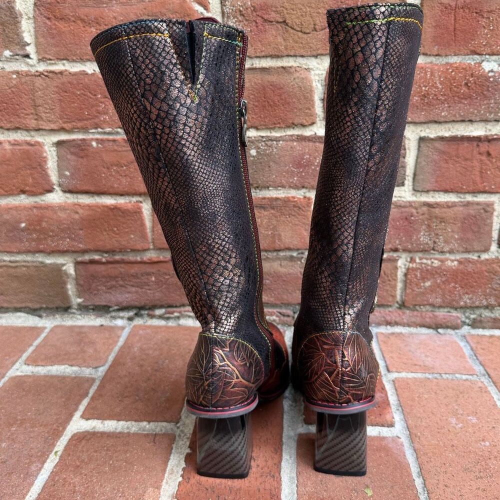 L'Artiste Spring Step Energy Leather Tall Boots Brown Multi boho Women EU 36 5.5 - Picture 10 of 10